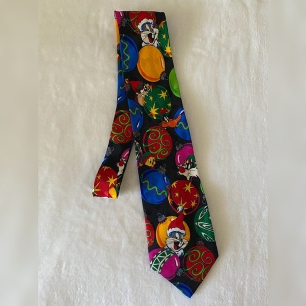 Looney Tunes Mania Warner Bros Vintage Christmas Collectible 100% Silk Tie